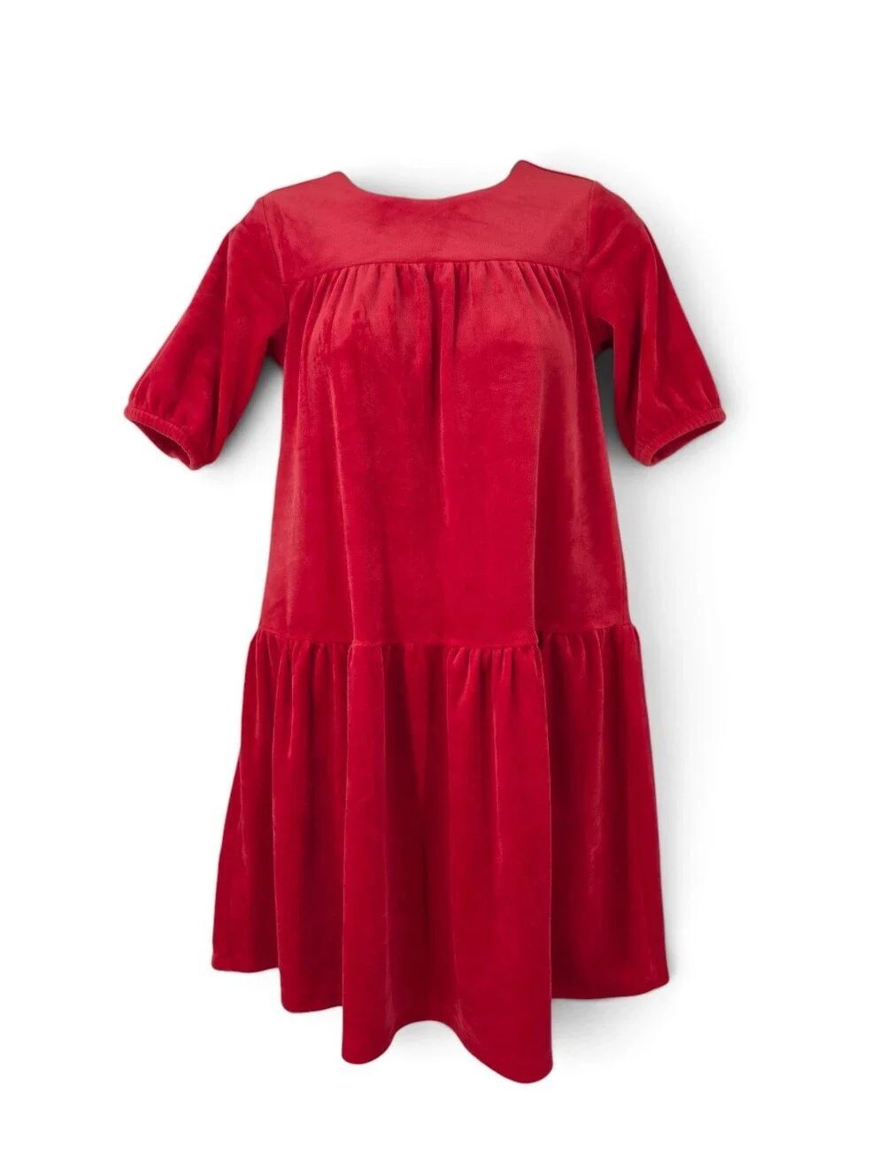 Hanna Andersson Red Velour Velvety Tiered Dress Christmas Festive Holiday